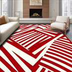 Bold Red Intersecting Lines Rug