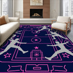 Pink Navy Silhouette Figures Athletic Rug