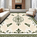 Emerald Green Damask Floral Ornament Rug