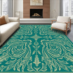 Teal Vintage Botanical Scroll Rug