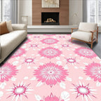 Pink Floral Starburst Mandala Rug