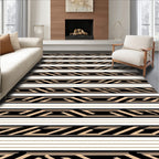 Black tan geometric horizontal stripe Rug