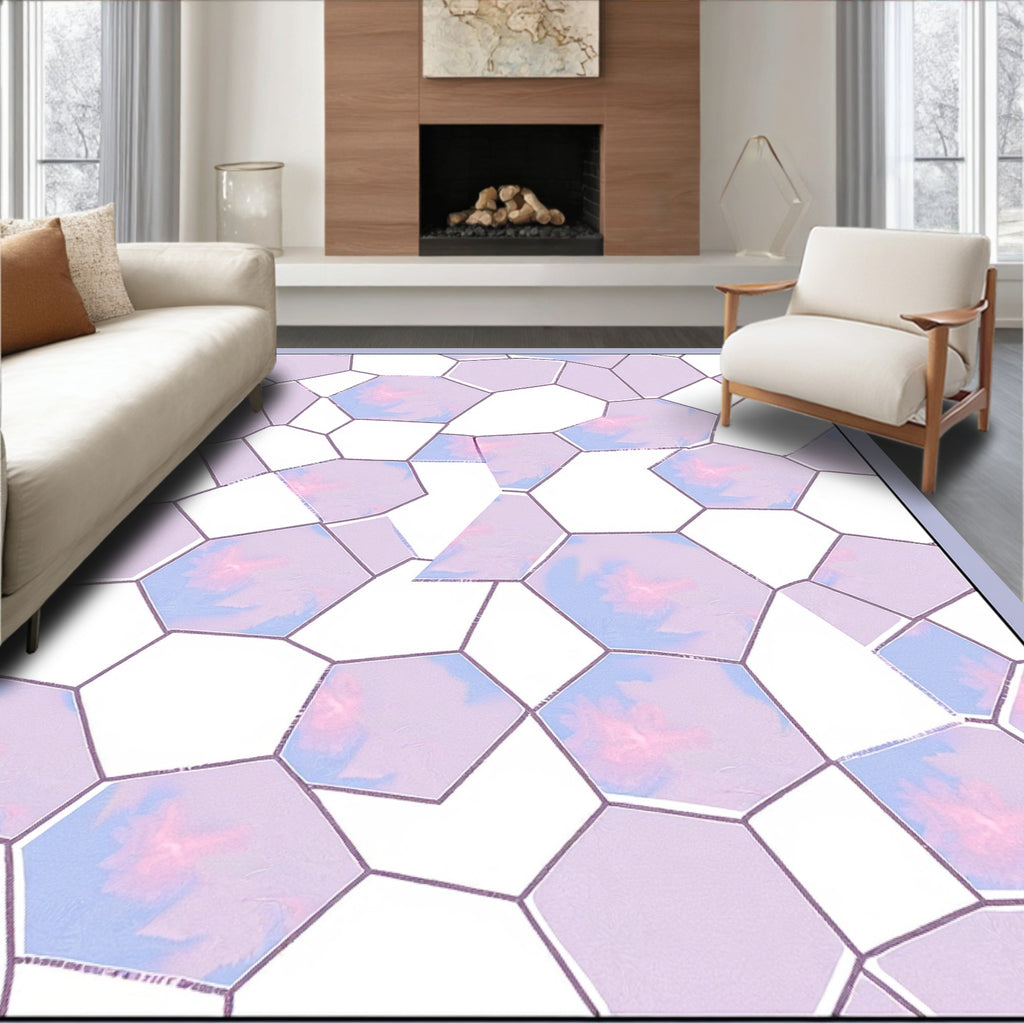 Pastel Violet Geometric Mosaic Rug