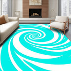 Vibrant Aqua Swirl Optical Illusion Rug
