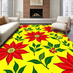 Bold Red Floral Yellow Botanical Rug