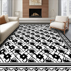 Monochrome Geometric Interlocking Lattice Rug