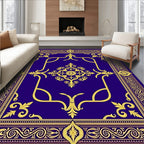 Royal Blue Gold Baroque Medallion Rug