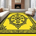 Golden Yellow Black Ornate Medallion Rug
