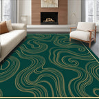 Deep Teal Gold Swirling Lines Rug