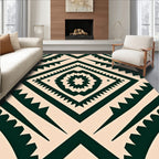 Bold Forest Green Tribal Diamond Rug