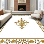 Golden Floral Vine Border Rug