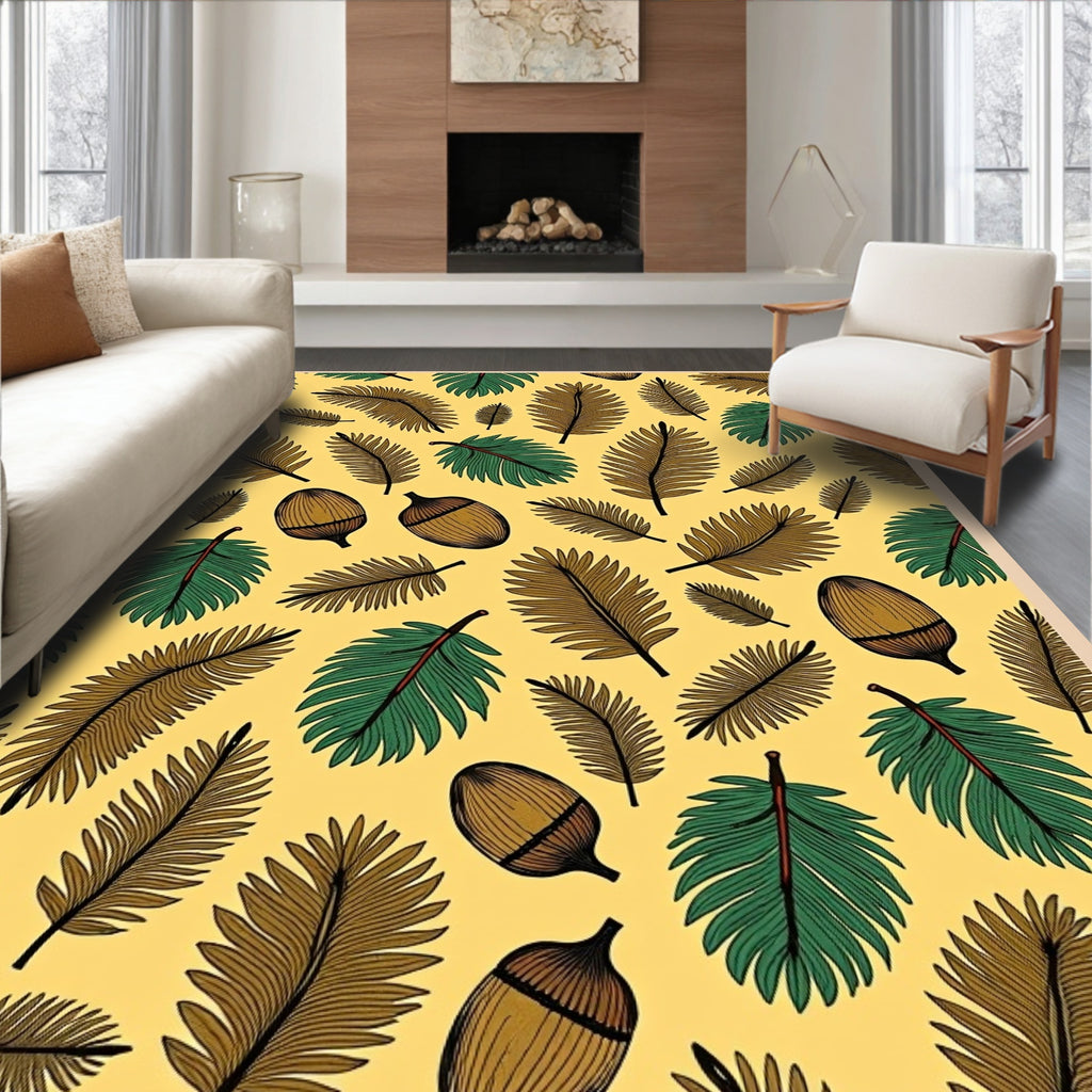 Amber Acorn Fern Leaf Repeat Rug