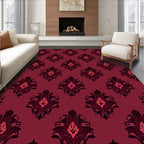 Crimson Damask Medallion Repetitive Design Rug