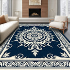 Vintage Indigo Floral Medallion Border Rug