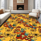 Whimsical Floral Swirl Amber Rug