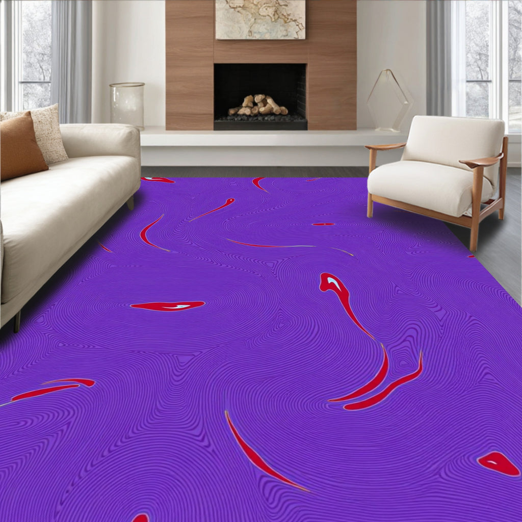 Vibrant Purple Red Swirl Abstract Rug