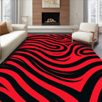 Bold Red Black Swirls Rug