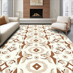 Earthy Tan Geometric Tribal Sun Rug