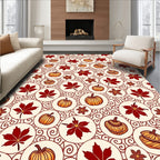 Autumn Maple Leaf Pumpkin Swirl Circles Rug
