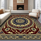 Deep Navy Gold Mandala Medallion Rug