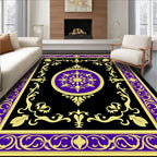 Ornate Purple Gold Black Medallion Rug
