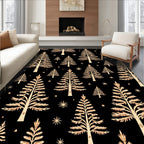 Golden Pine Trees with Stars Rug