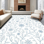 Light Blue Snowflakes Vines Rug