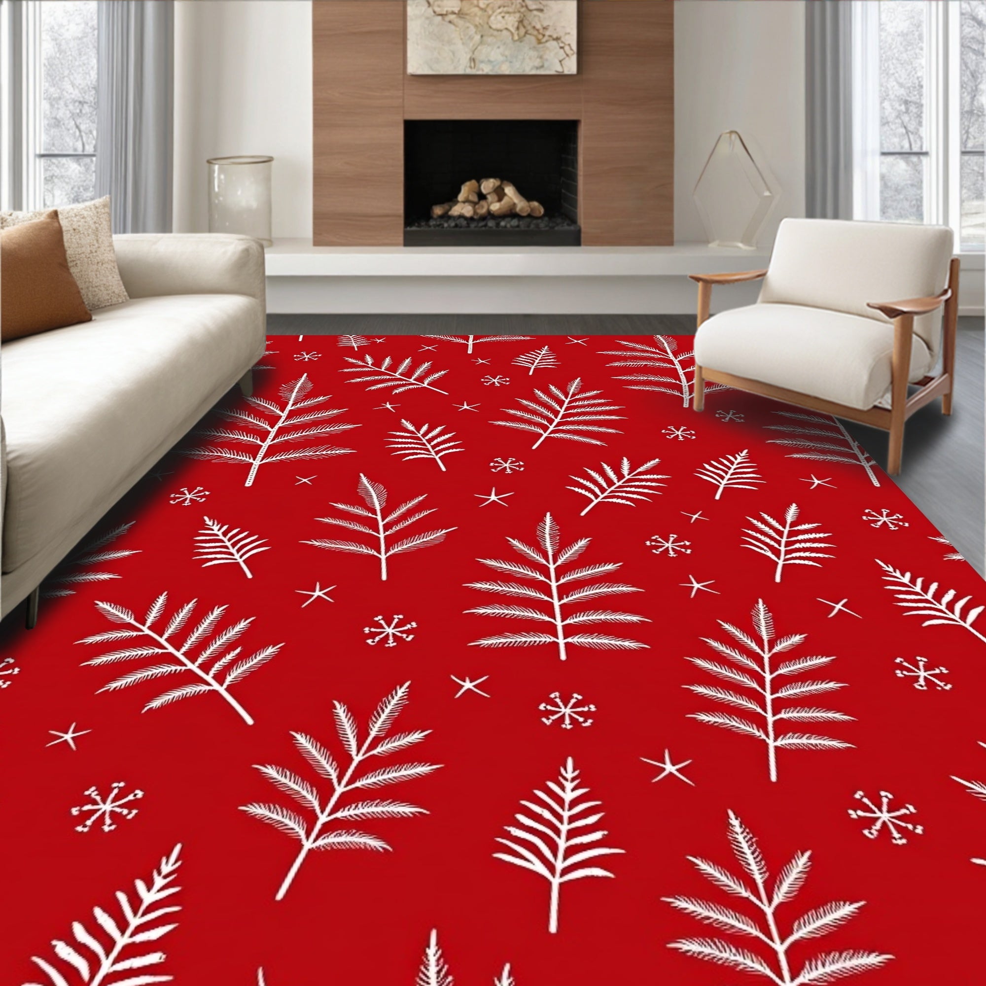 White Pine Holiday Ferns Rug