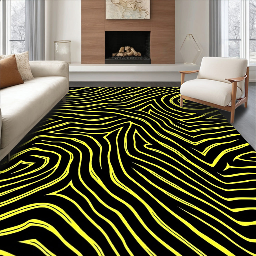 Bold Yellow Zebra Stripe Abstraction Rug