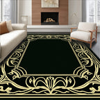 Art Nouveau Gold Floral Border Design Rug