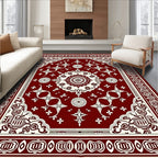 Crimson Ivory Intricate Mandala Motif Rug