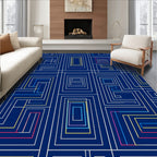 Modern Blue Geometric Labyrinth Rug