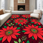 Bold Red Floral Medallion Garden Rug