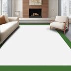 Simple Emerald Border White Canvas Rug