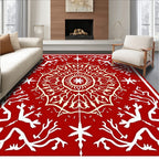 Crimson Ivory Central Medallion Floral Rug