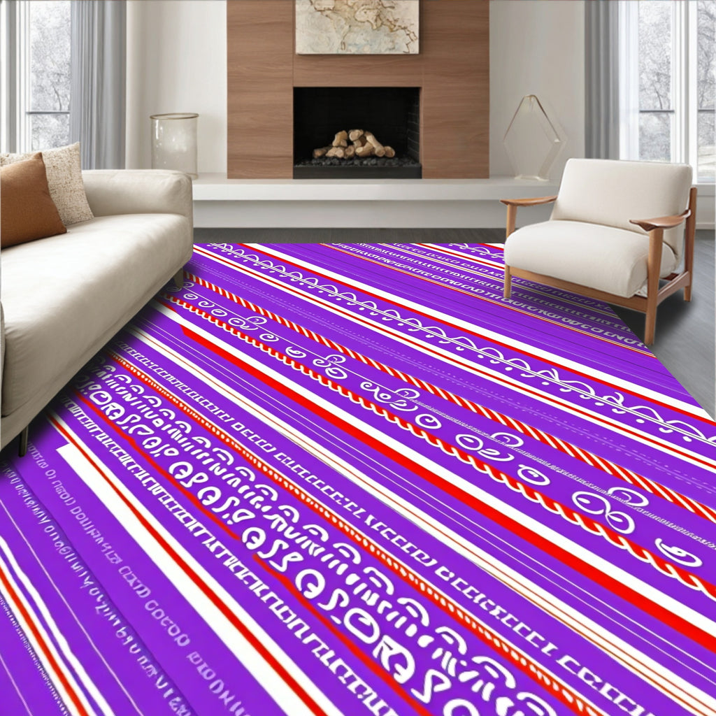 Vibrant Purple Candy Cane Stripes Rug