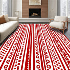 Bold Red Vertical Stripe Medallion Rug