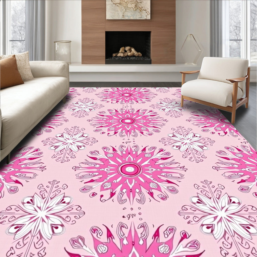 Pink Floral Medallion Repeat Rug