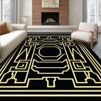 Golden Geometric Art Deco Frame Rug