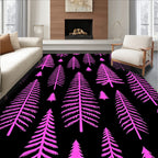 Vibrant Pink Evergreen Forest Pattern Rug
