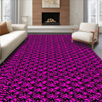Vibrant Pink Black Woven Texture Rug