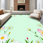 Whimsical Pastel Butterflies Floral Garden Rug