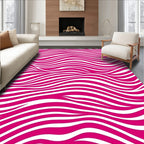 Vibrant Pink White Wavy Stripes Rug