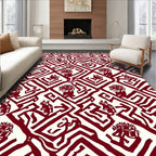 Crimson Ancestral Maze Figures Rug