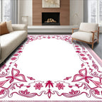 Fuchsia Floral Swirl Border Rug
