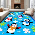 Cute Penguins Winter Snowflakes Scatter Rug