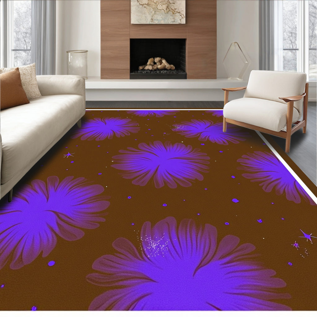 Vibrant Purple Floral Galaxy Rug