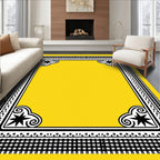 Bright Yellow Black Starburst Border Rug