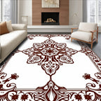 Classic Brown Medallion Border Rug