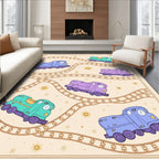 Whimsical Trains Pastel Color Palette Rug